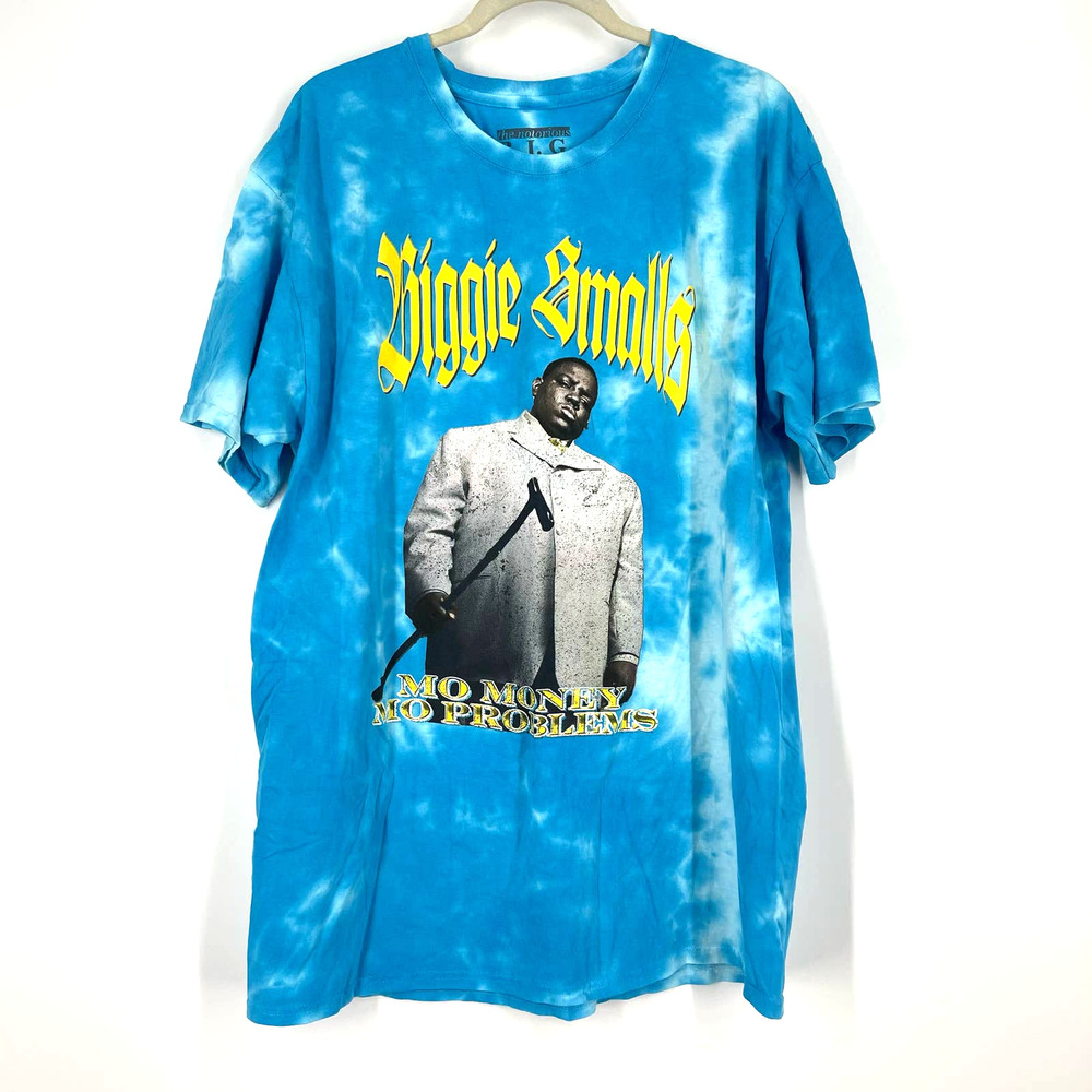 Biggie Smalls Mo Money Mo Problems T-Shirt Blue Tie Dye Large‎